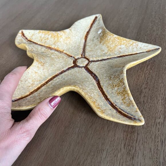 1948 Starfish MCM Vintage ceramic dish /tray gold/tan tones no chips - Picture 11 of 12